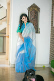 Off White with Golden Dual Tone Raga Tissue Saree