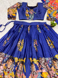 Vibrant Kalamkari Lehenga Choli Set with Multicolor Cultural Prints