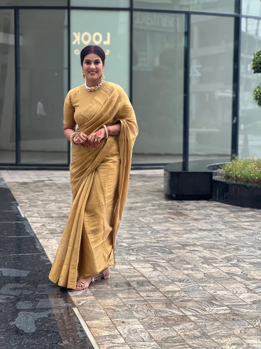 Sunheri Raga Tissue Saree