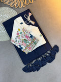 Pure Cotton Handloom Khadi Saree Paired with Designer Embroidery Work Blouse