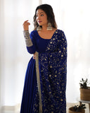 Colorful Georgette Anarkali Gown Set with Dupatta & Pants – Perfect for Festivities