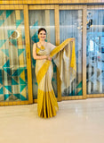 Rose Gold & golden Raga Tissue Saree