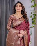 Wine Maroon Pure Kanjivaram Silk Saree with Grand Floral Zari Border & Pallu – 5.5m Saree + 0.8m Blouse Piece