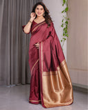 Maroon Soft Kanjivaram Silk Saree with Golden Zari Pallu & Designer Blouse | 5.5m Saree + 0.8m Blouse
