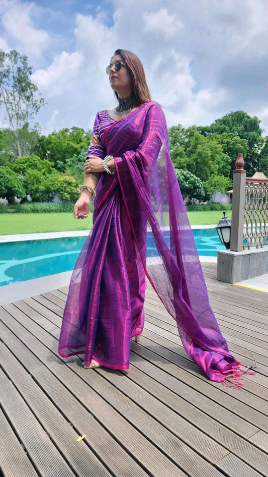 Purple Raga Tissue Saree