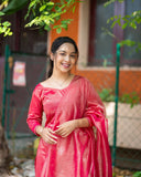 Elegant Soft Tissue Silk Kurti with Shining Dupatta