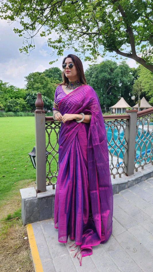 Purple Raga Tissue Saree