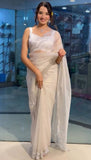 Rich Tissue Tweel Net Saree with Diamond Cutwork and Embroidered Blouse